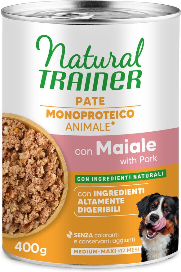 Natural Trainer Pate Monoproteico Medium & Maxi Adult - 400 g Schwein & Vollkorngetreide
