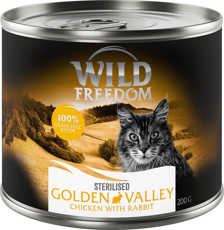 Wild Freedom Adult Sterilised 24 x 200 g - getreidefreie Rezeptur - Golden Valley Sterilised - Kaninchen & Huhn