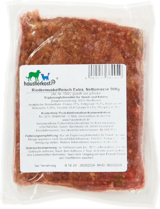 Haustierkost Rindermuskelfleisch Extra - 12 x 500 g