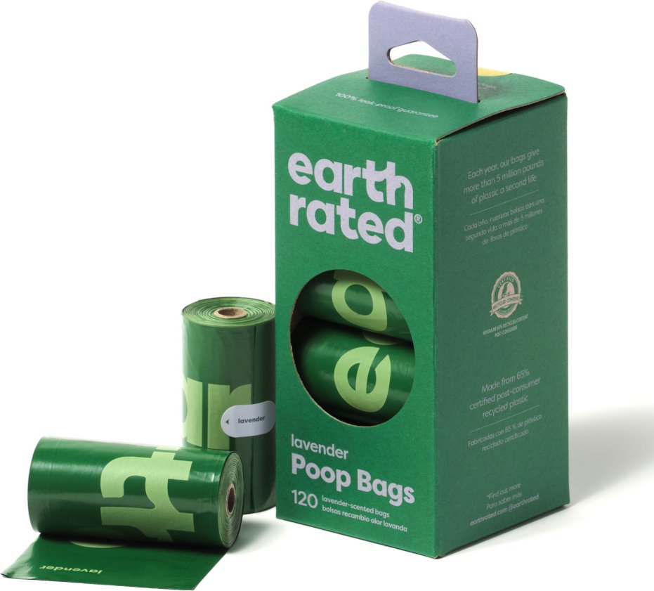 Earth Rated Hundekotbeutel Rollen - 8 Rollen à 15 Beutel, Lavendel (120 Beutel)