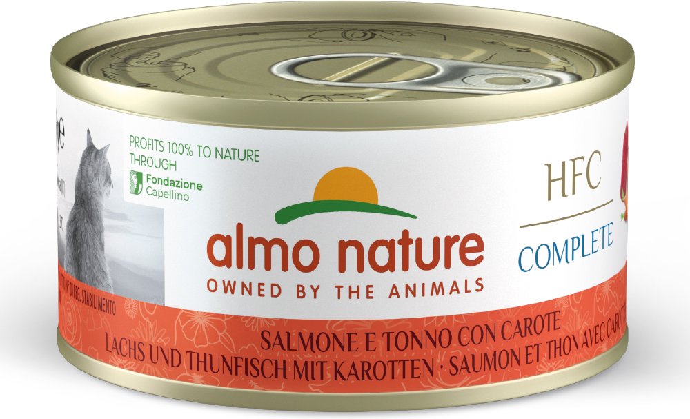 Almo Nature HFC Complete 6 x 70 g - Lachs und Thunfisch mit Karotte