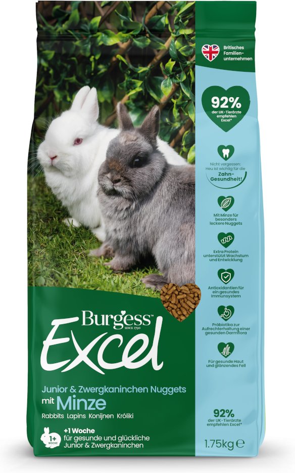 Burgess Excel Junior & Dwarf Rabbit Nuggets mit Minze - 1,75 kg