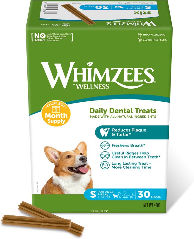Whimzees by Wellness Monthly Stix Box - Größe S für Hunde: (450 g, 30 Stück)