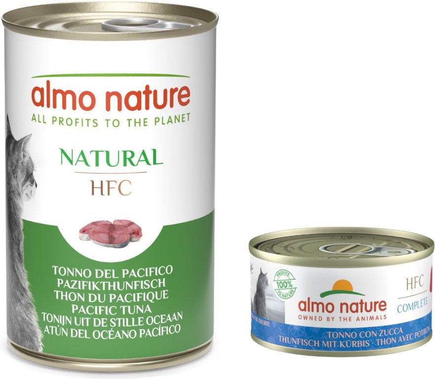 Thumbnail - 6 x 140 g Almo Nature HFC Natural + 6 x 70 g Complete zum Sonderpreis! - 6 x 140 g Pazifikthunfisch + 6 x 70 g Thunfisch...