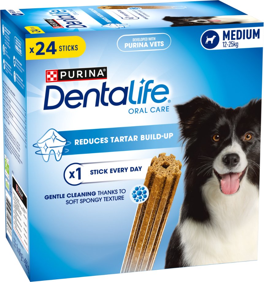 PURINA Dentalife Tägliche Zahnpflege-Snacks für mittelgroße Hunde - 24 Sticks (8 x 69 g)