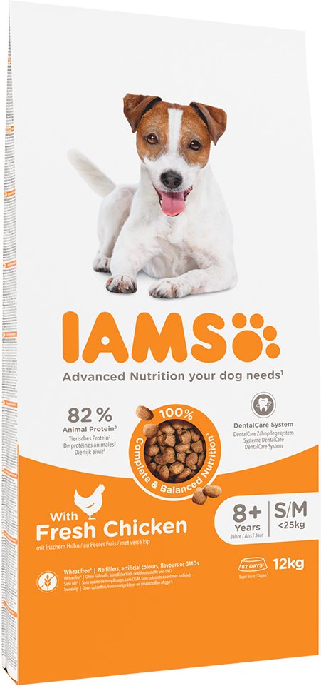 IAMS Advanced Nutrition Senior Small & Medium Dog 8+ mit Huhn - Sparpaket: 2 x 12 kg