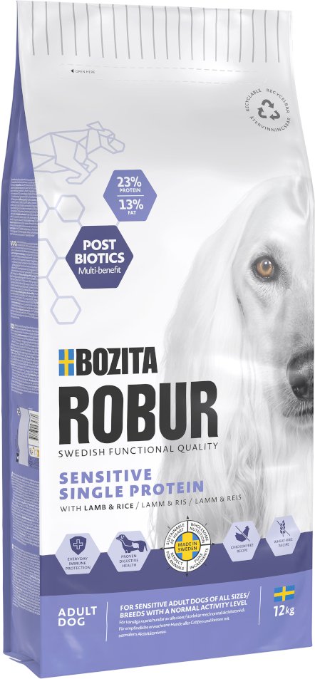 Bozita Robur Sensitive Single Protein Lamm & Reis - 12 kg
