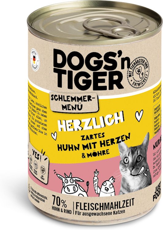 Dogs'n Tiger Schlemmermenü 6 x 400 g - Huhn mit Herzen