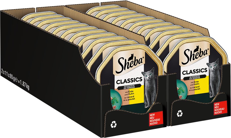 Megapack Sheba Schale 44 x 85 g - Classics in Pastete Ente und Huhn