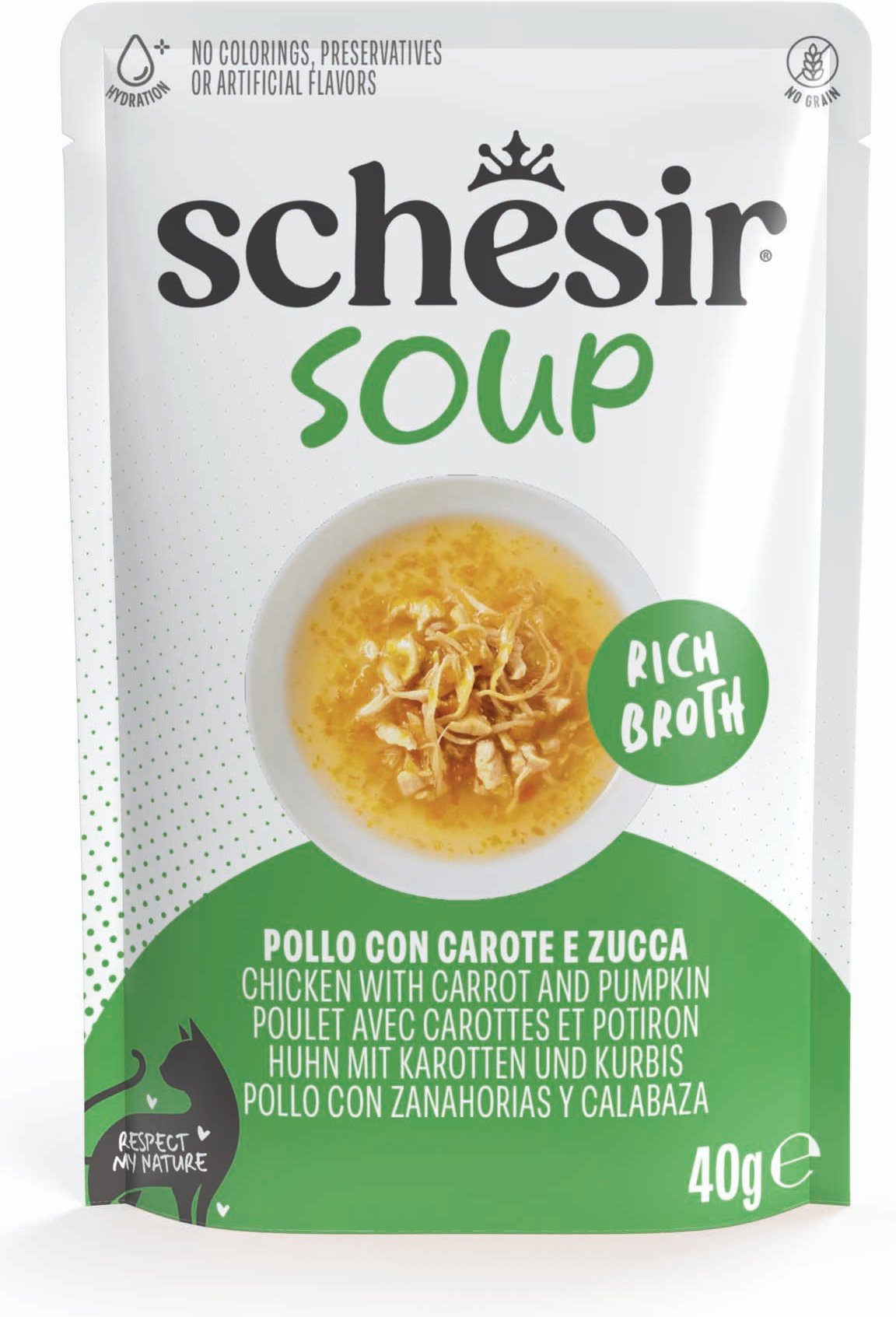 Thumbnail - Schesir Cat Soup 12 x 40 g in Beuteln - Huhn mit Karotten und Kürbis