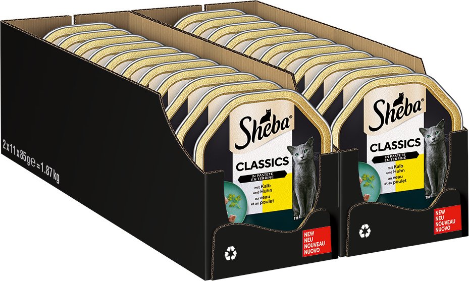 Megapack Sheba Schale 22 x 85 g - Classics in Pastete Kalb und Huhn