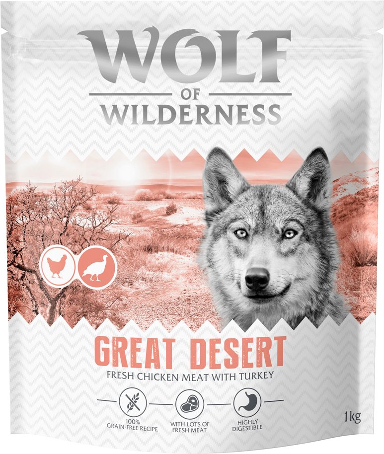 Wolf of Wilderness Adult "Great Desert" Pute - getreidefrei - Sparpaket: 4 x 1 kg neue Rezeptur