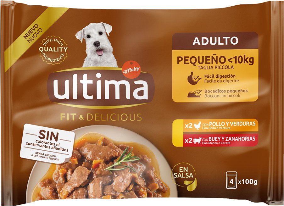 Ultima Fit & Delicious Mini Hund Adult 44 x 100 g - Huhn & Rind