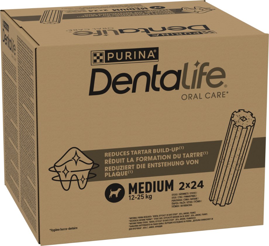 PURINA Dentalife Tägliche Zahnpflege-Snacks für mittelgroße Hunde - 48 Sticks (16 x 69 g)