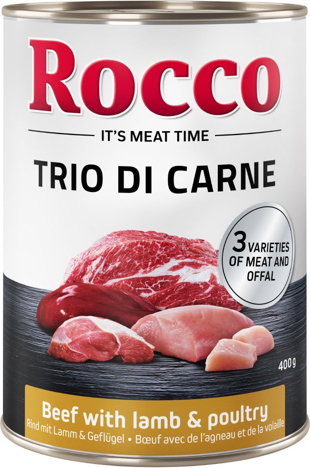 Sparpaket Rocco Trio di Carne - 24 x 400 / 800 g 24 x 400 g: Rind, Lamm & Geflügel