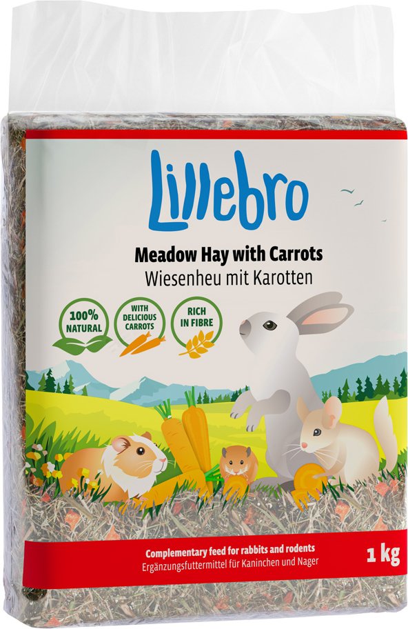 Lillebro Wiesenheu mit Apfel, Löwenzahn oder Karotte - Wiesenheu mit Karotte 1 kg