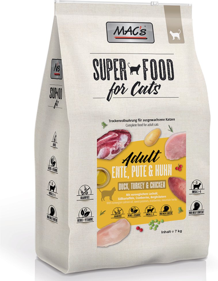 MAC's Superfood for Cats Adult Ente, Pute & Huhn - Sparpaket 2 x 7 kg