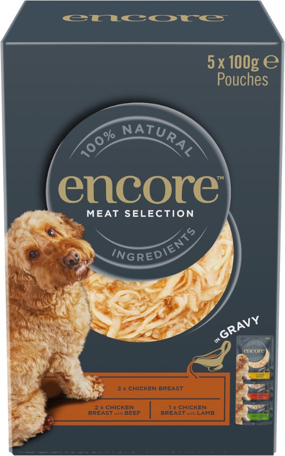 Encore Dog Gravy Pouch Mix 5 x 100 g - Fleisch-Auswahl (3 Sorten)