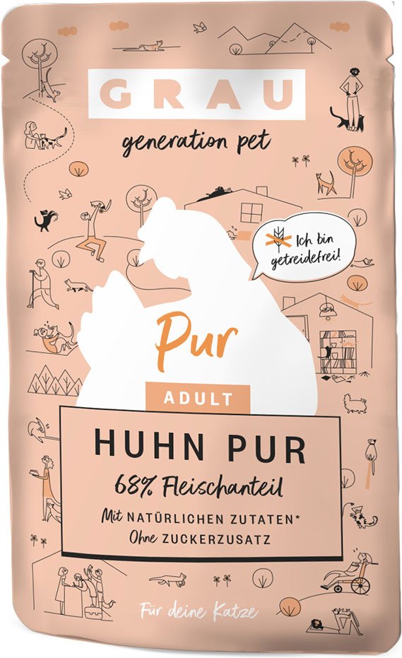 Sparpaket GRAU Adult Getreidefrei 32 x 125 g - Huhn Pur