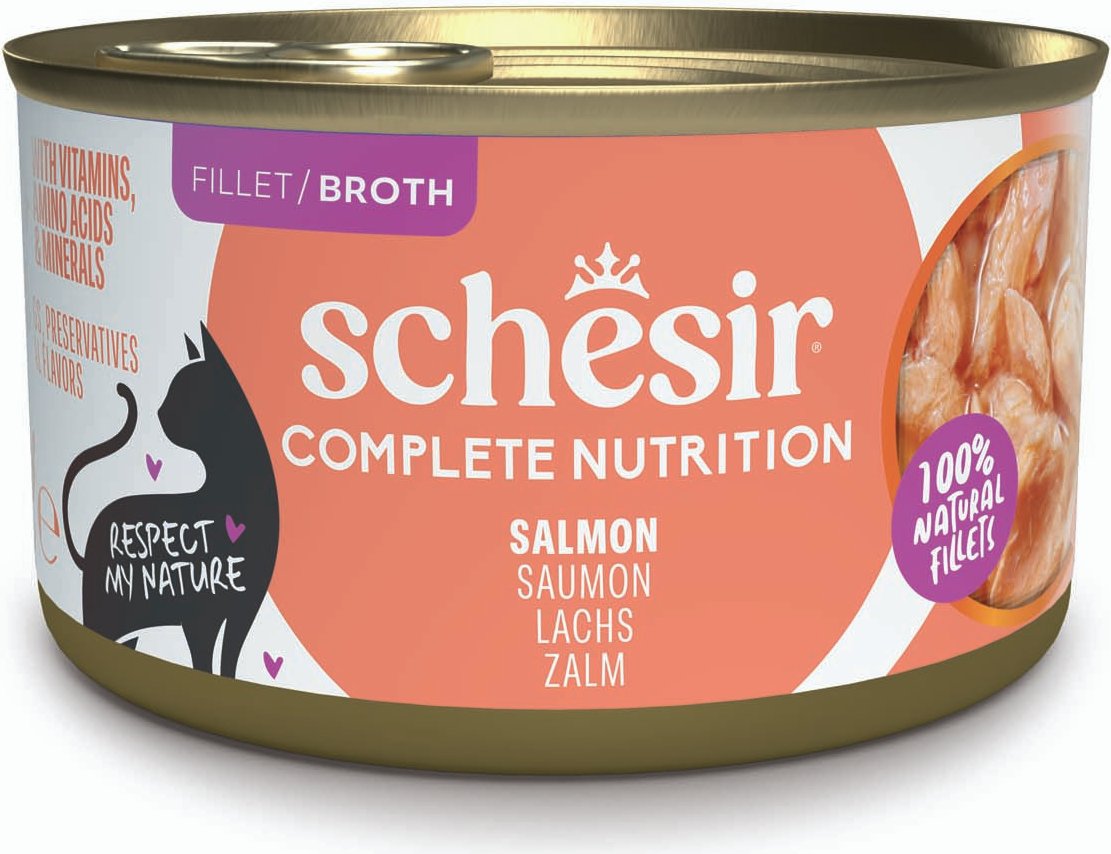 Schesir Complete Nutrition Filet in Brühe 6 x 85 g in Dosen - Lachs
