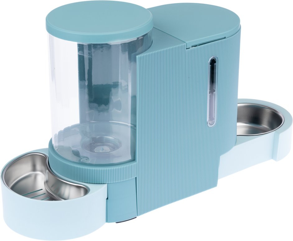 TIAKI Futter- und Wasserspender, hellblau - bis 1,3 kg Trockenfutter & 3 l Wasser