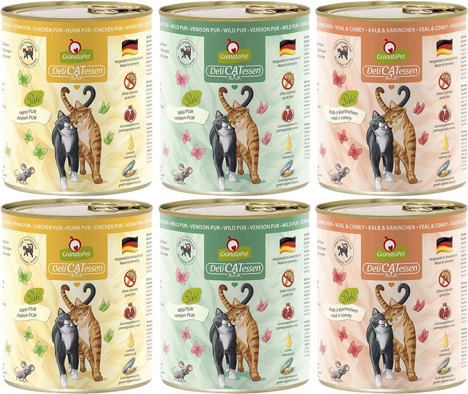 GranataPet DeliCatessen Probierpaket 6 x 800 g - Probierpaket II PUR
