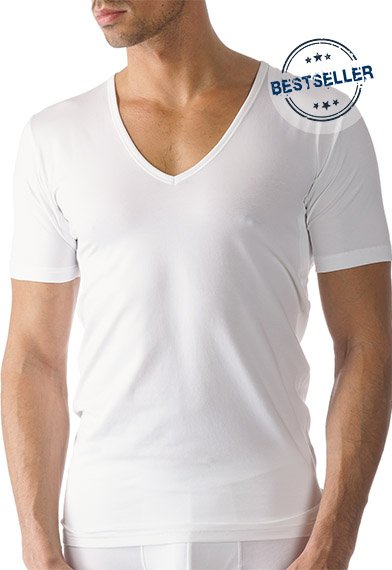 Mey Herren Drunterhemd weiß Baumwolle & Mix unifarben Slim Fit
