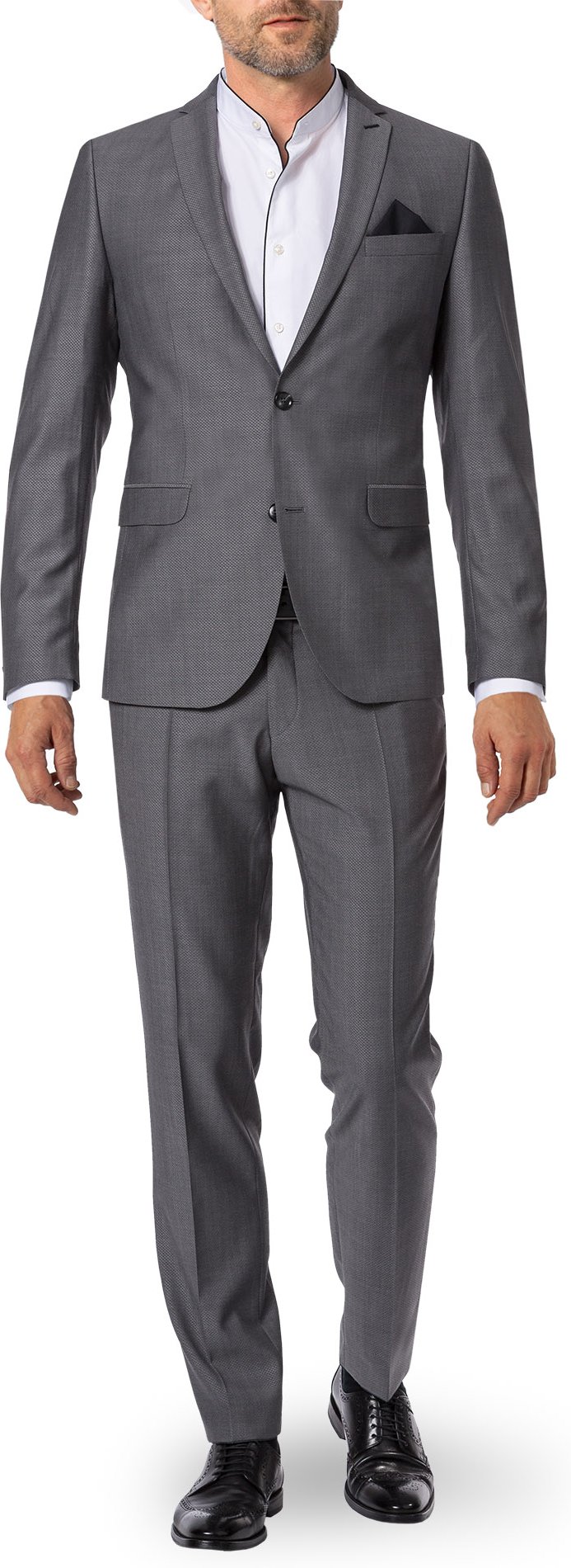 Thumbnail - CG Herren Anzug grau gemustert Slim Fit