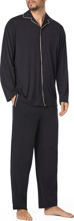 BOSS Black Herren Pyjama schwarz Jersey-Baumwolle unifarben