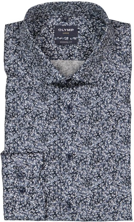 OLYMP Herren Hemd blau gemustert