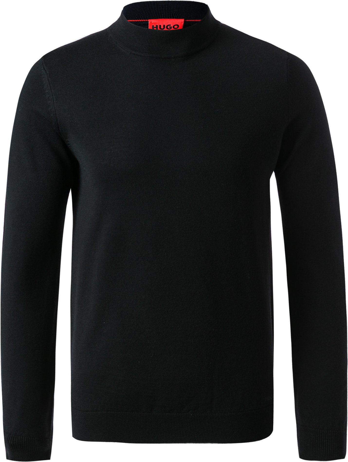 Thumbnail - HUGO Herren Stehkragenpullover schwarz unifarben