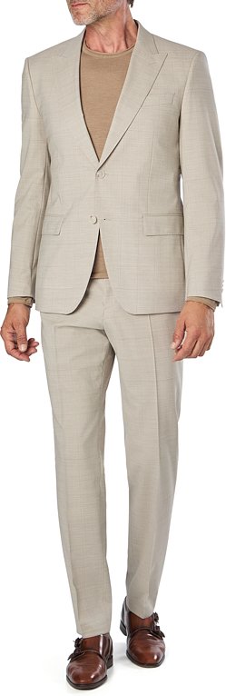 BOSS Black Herren Anzug beige meliert Slim Fit