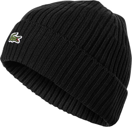 LACOSTE Herren Mütze schwarz Woll-Stoff