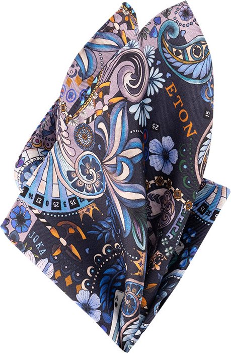 ETON Herren Einstecktuch blau Seide floral