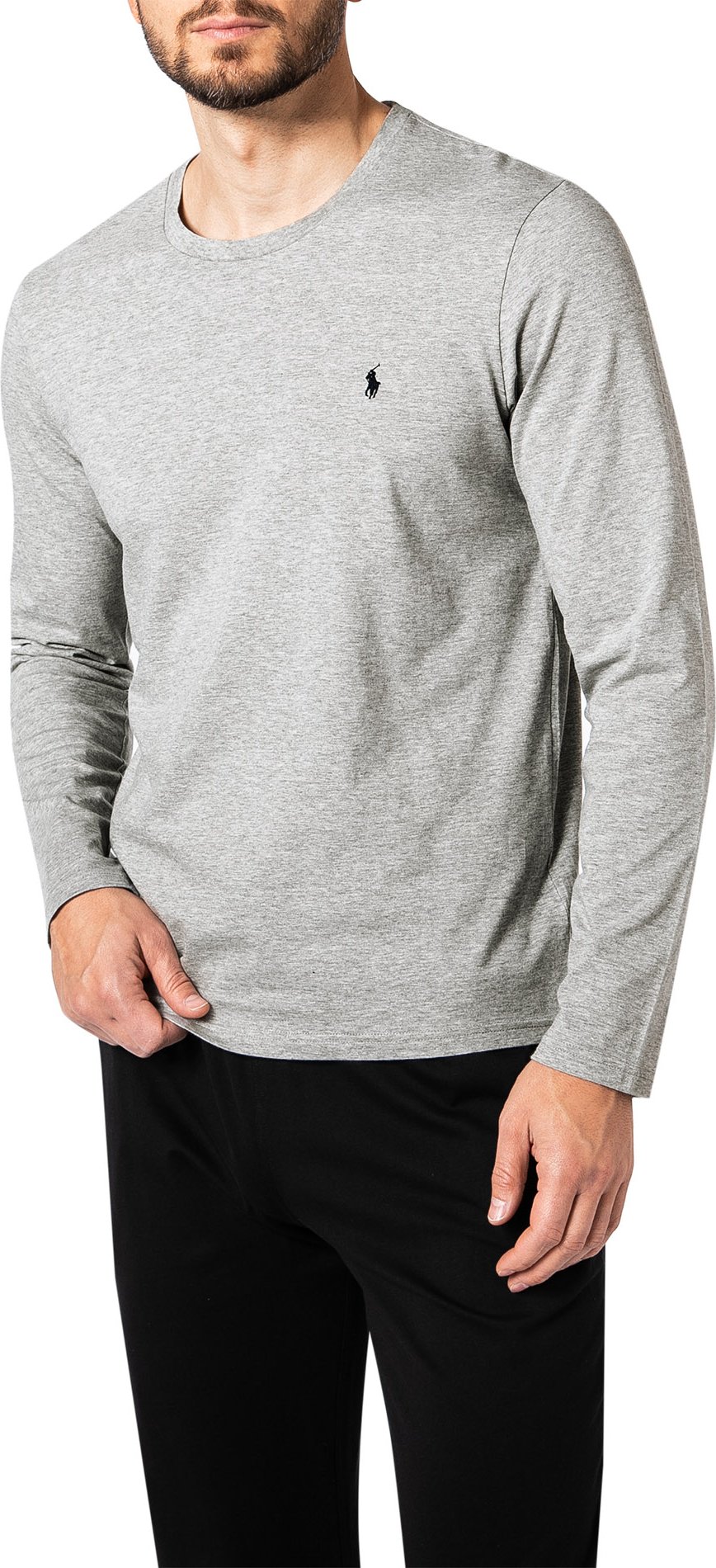 Polo Ralph Lauren Herren Longsleeve grau Jersey-Baumwolle unifarben