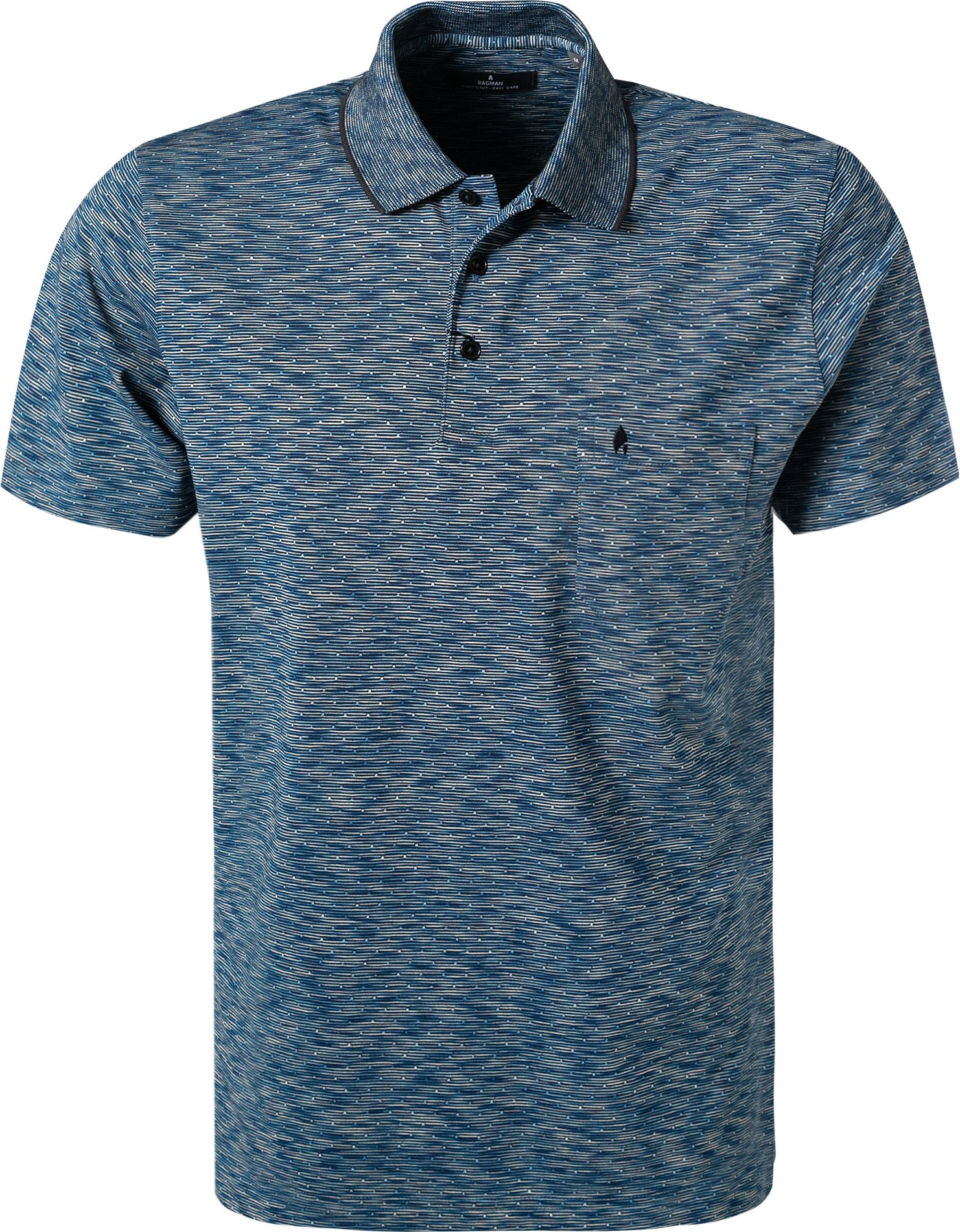 RAGMAN Herren Polo-Shirt blau meliert
