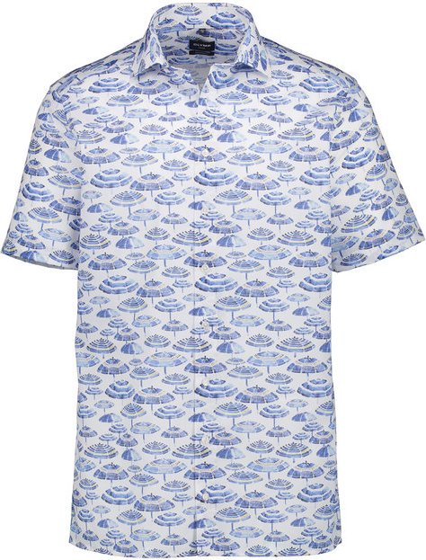 Thumbnail - OLYMP Herren Kurzarmhemd blau gemustert