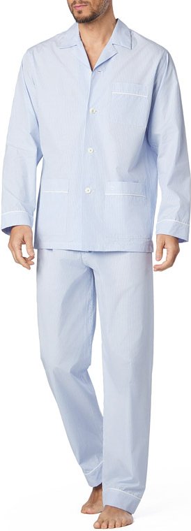 van Laack Herren Schlafanzüge blau Baumwolle & Mix Gestreift