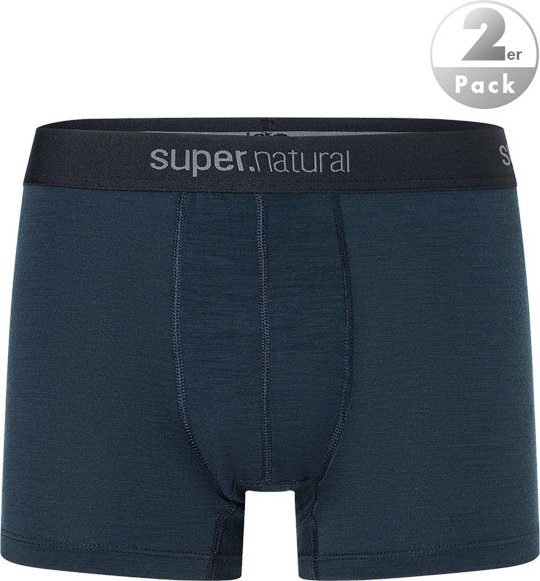 super.natural Herren Trunks blau Schurwollmix unifarben