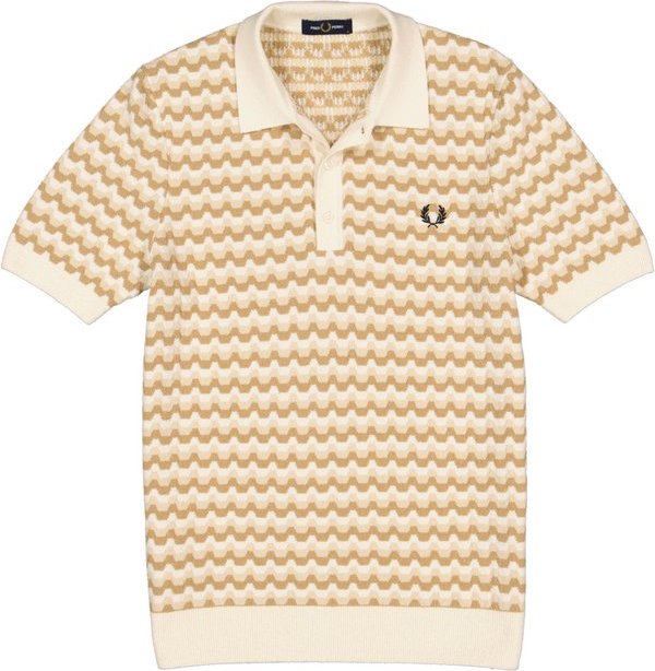 Thumbnail - Fred Perry Herren Polo-Shirt beige gemustert