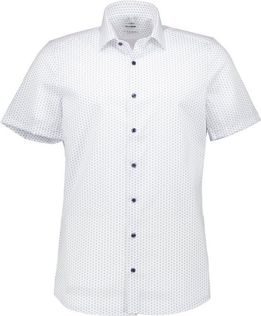 OLYMP Herren Kurzarmhemd weiß gemustert