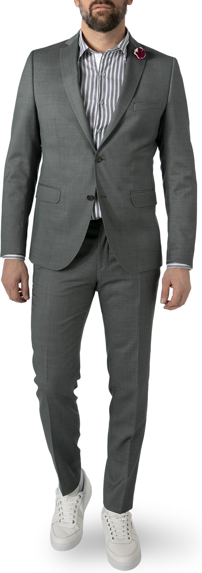 Thumbnail - CG Herren Anzug grün meliert Slim Fit