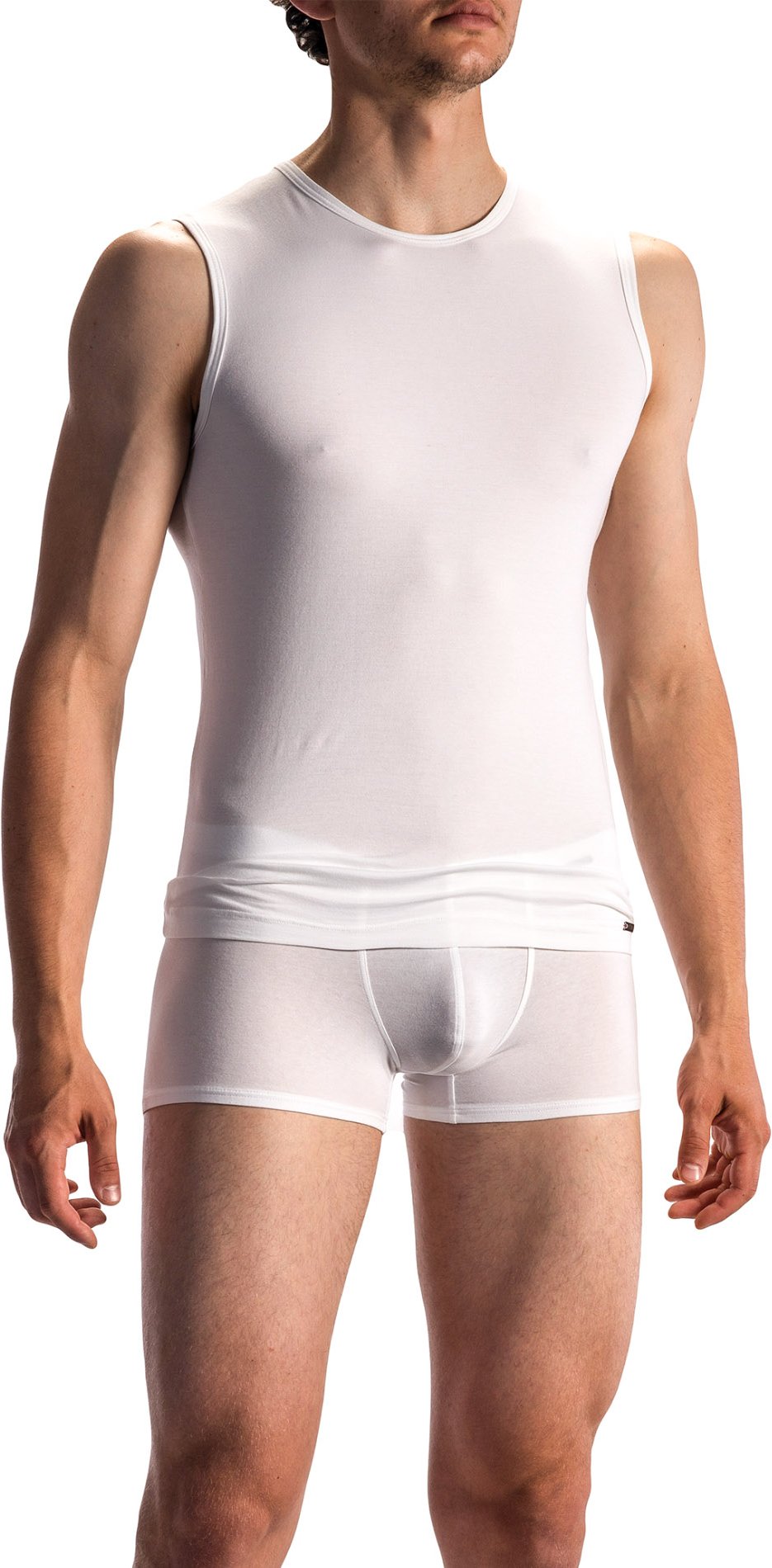 Olaf Benz Herren Tanktop weiß Baumwolle & Mix unifarben