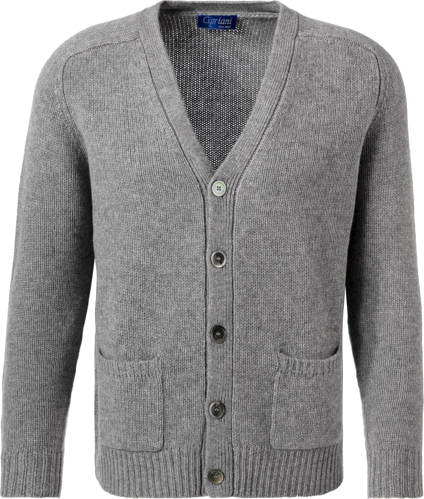 Thumbnail - Cipriani Herren Cardigan grau unifarben