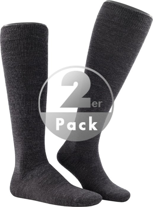 Thumbnail - Hudson Herren Socken grau Schur-Wolle unifarben