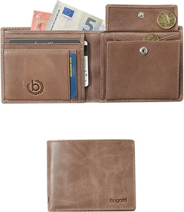 bugatti Herren Geldbörse braun Leder