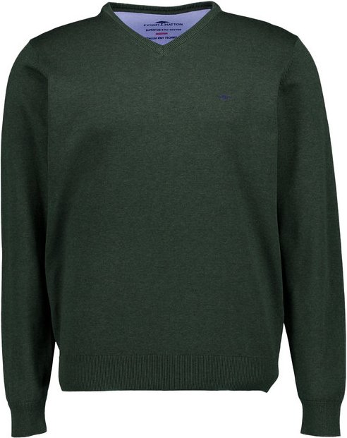 Thumbnail - Fynch-Hatton Herren Pullover grün unifarben