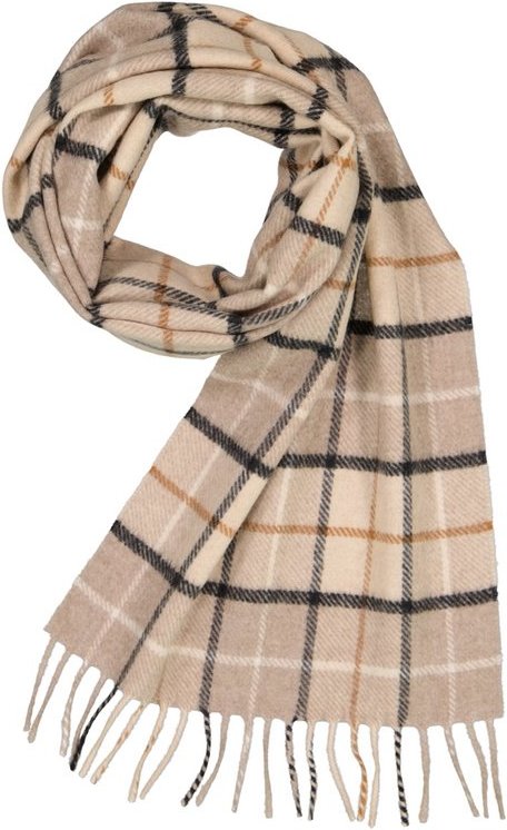 DANTE Herren Schal beige Kashmere-Wolle kariert