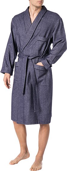 Novila Herren Hausmantel blau Gemustert