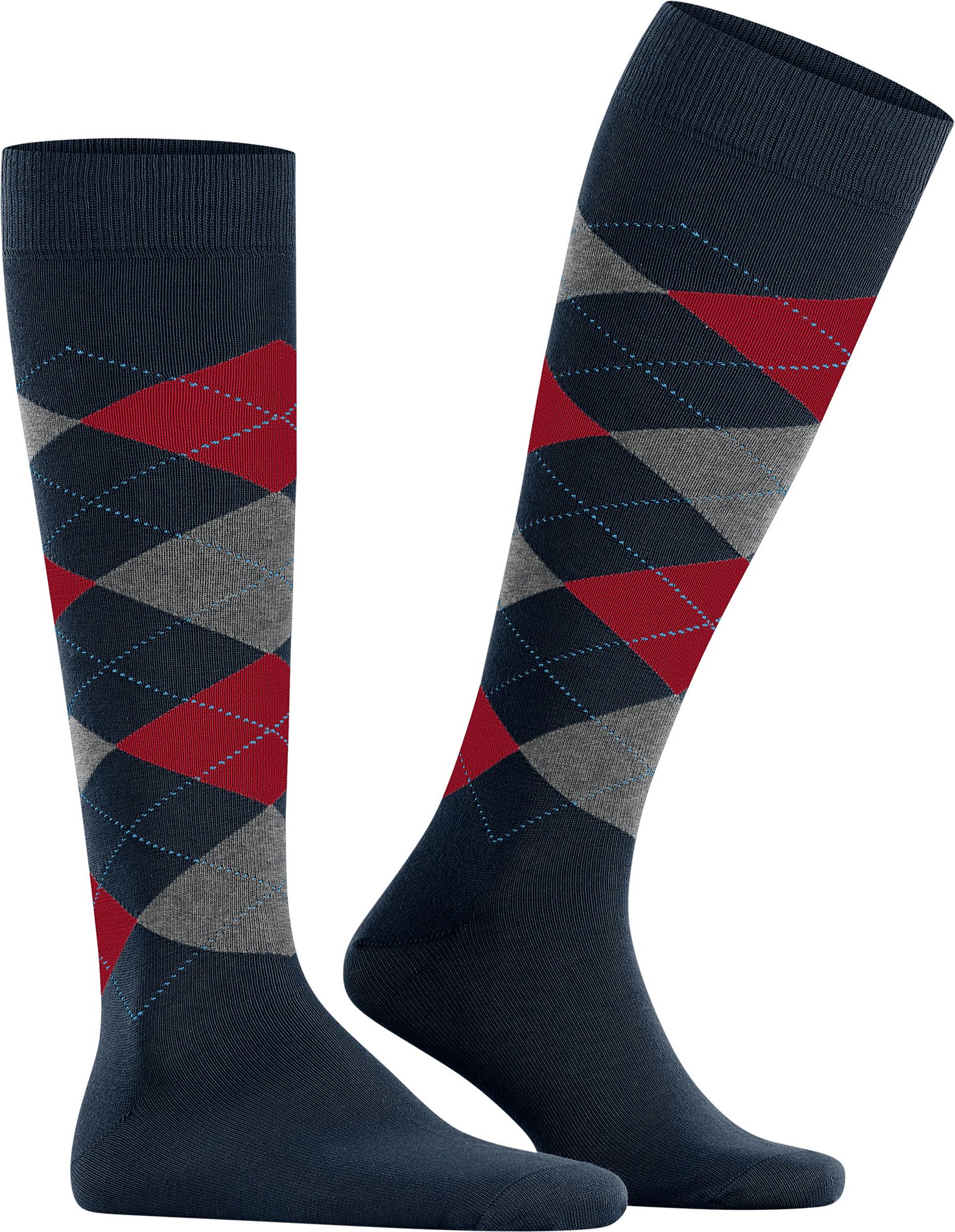 Thumbnail - Burlington Herren Kniestrümpfe blau Baumwolle & Mix Gemustert